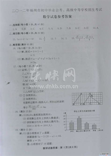 2012中考数学真题（福州卷）