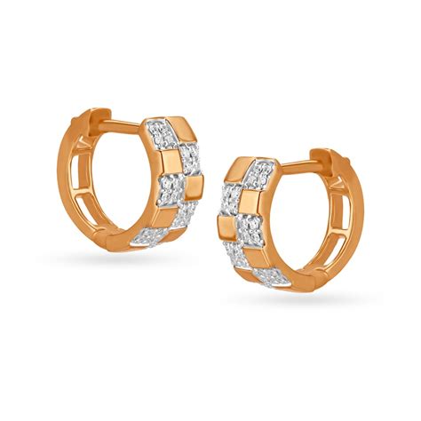 Block Diamond Hoop Earrings