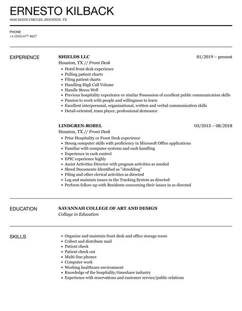 Front Office Job Description For Cv at Oscar Godson blog