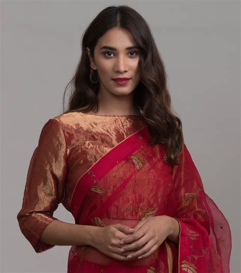 Red tissue blouse – Tulsi Online