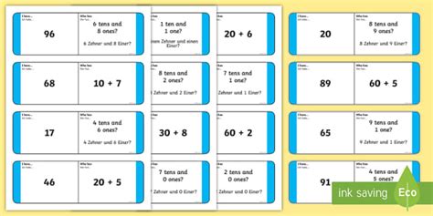 Place Value 2 Digits Loop Cards English/German - Twinkl