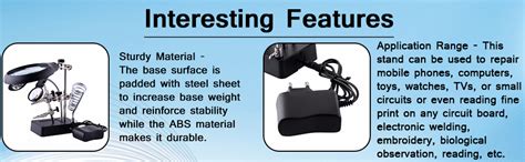 Iktu MG16129-C Helping Hand Soldering Stand Magnifying 5 LED Auxiliary ...