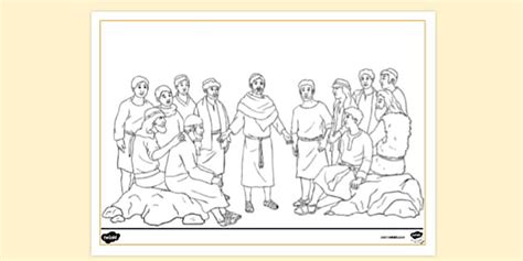 Jesus & His Disciples - Bible People Colouring Page - Twinkl
