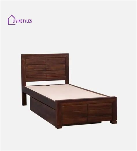 Matrona Sheesham Wood Single Storage Bed With Drawer – LivIn Styles
