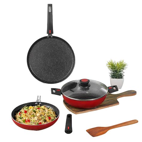 Buy Vinod Connect Non Stick Detachable Cookware Combo Set of 3 with ...
