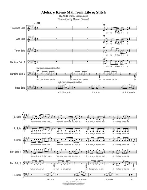 Aloha, E Komo Mai (arr. Manuel Guinand) by Danny Jacob Sheet Music for ...