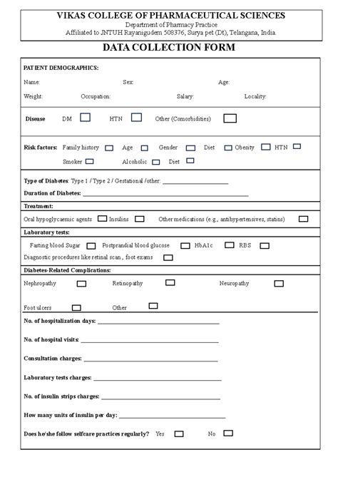 DATA Collection FORM - DATA COLLECTION FORM PATIENT DEMOGRAPHICS: Name ...