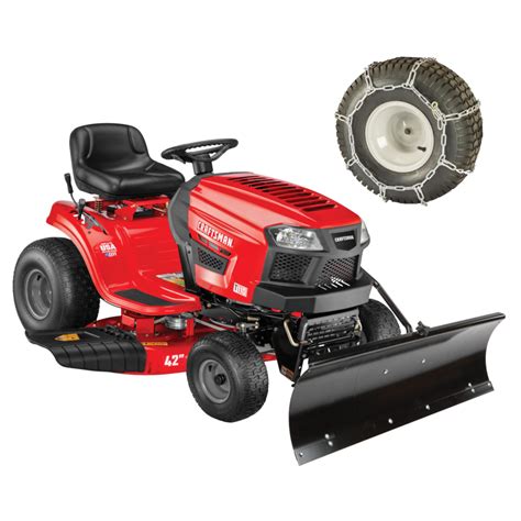 Shop CRAFTSMAN T110 42-in Riding Lawn Mower with Snow Plow & Tire ...