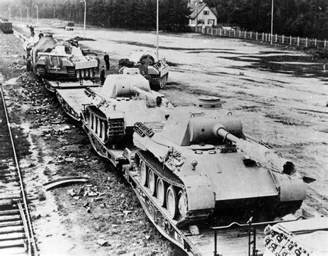 German Panzer V Panther Medium Tanks on Rail Cars 1944 | World War Photos