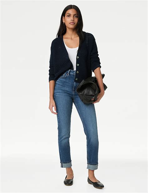 Buy Cotton Rich Textured V-Neck Cardigan at Marks & Spencer