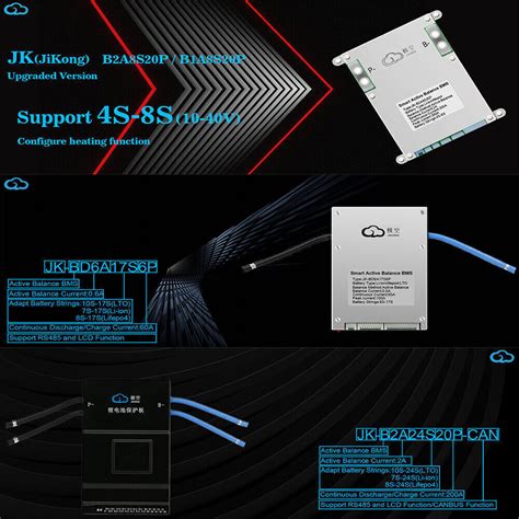 JK 8S-24S 60A-200A LiFePo4 Li-ion Smart BMS w/Active | Ubuy India