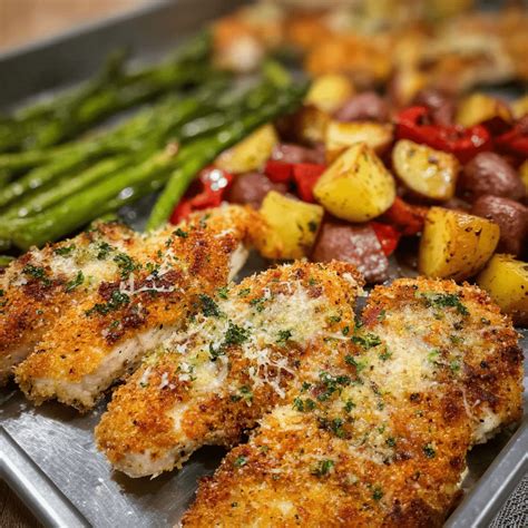 Easy Parmesan Crusted Chicken Sheet Pan Meal – Paradise Dishes