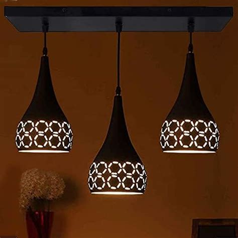 Buy Keyplus Aluminium Long Cuting 3 Light Linear Cluster Hanging Light ...