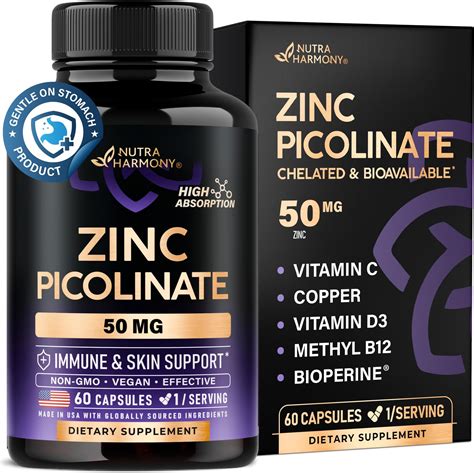 Amazon.com: Zinc Picolinate 50mg - Zinc Supplement with Copper, Vitamin ...
