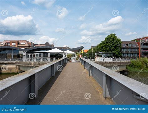 Boom, Antwerp Province, Belgium - Pedestrian Overpass at the River Scheldt Ferry Stop Editorial ...
