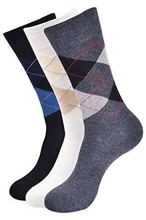 BALENZIA SocksXpress Men's Classic Argyle Socks- (Multicoloured) (Black ...