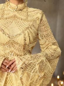 Luxury Beaded Bodycon Mermaid Hem Maxi Dress Gown With Stand Collar ...