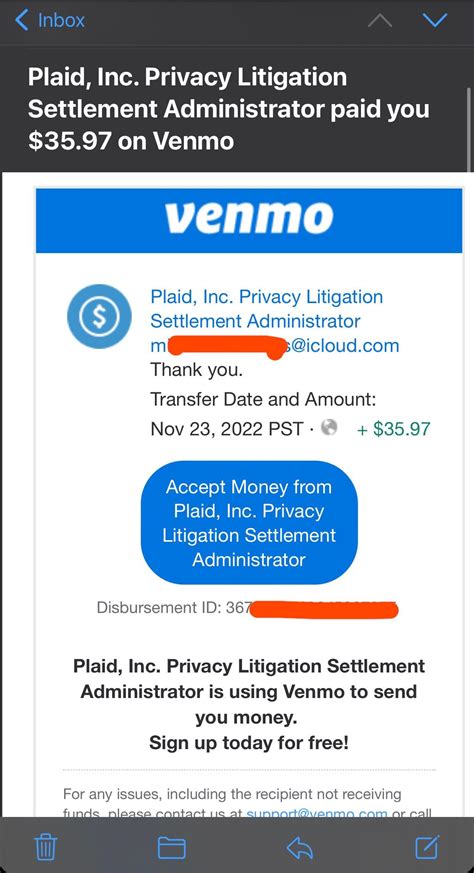 Plaid Settlement Email from venmo@venmo.com. Is this legit? : r/Scams
