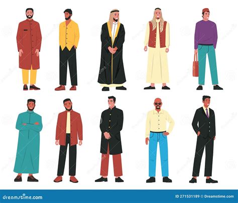 Muslim Men. Modern Arabic Male Characters Wearing Traditional Arab ...
