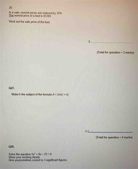 Solved: In a sale, normal prices are reduced by 35% The normal price of ...