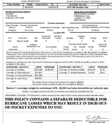 Image result for Auto Insurance Declaration Page Example