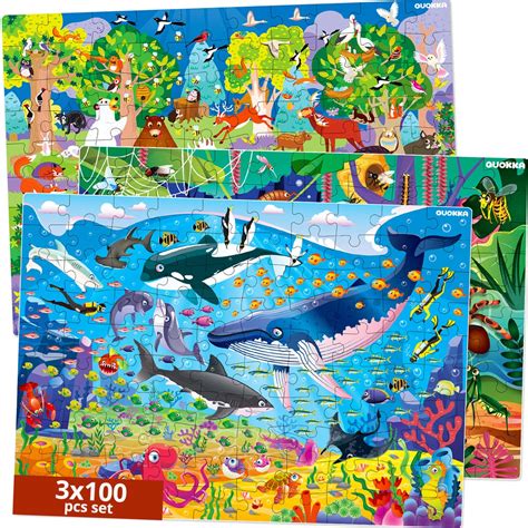 100 Piece Floor Puzzles for Kids Ages 3 4 5 3 Paper Puzzles for Kids 6 ...