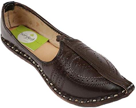 HARSHIL Men's Sandy Brown Leather Heart Jodhpuri Mojaris (8) : Amazon ...