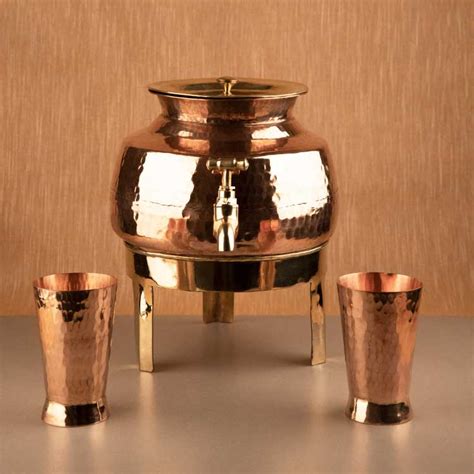Buy Hand-hammered Pure Copper Water Dispenser Set (5L) | P-TAL