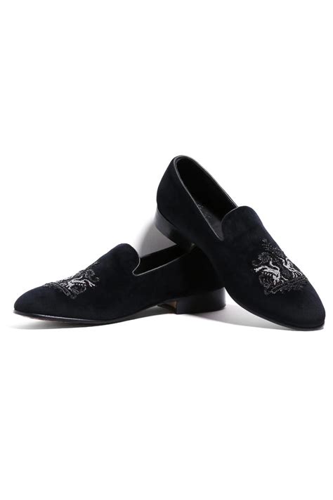 Crowned Swan Velvet Elegance Slip-Ons | Asuka Couture