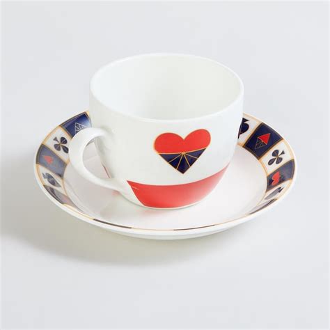 Buy Raisa Deck of Cards White Printed Bone China Cup and Saucer - 220ml ...