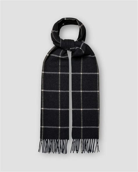 Navy Checked Wool Scarf - Eton