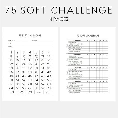 75 soft challenge tracker 75 day challenge printable weight loss ...