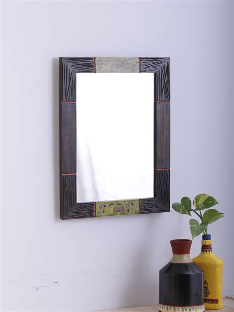 Madhubani Work Mango Wood Mirror – VarEesha