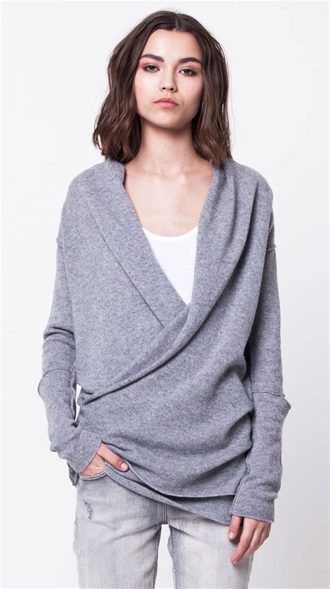 Grey cashmere wrap cardigan ANAIS - Krista Elsta