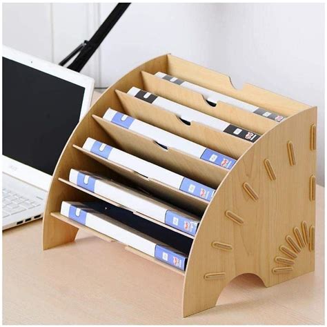 overa Round Desk File Holder Wooden File Organiser Desktop Rack Tray ...