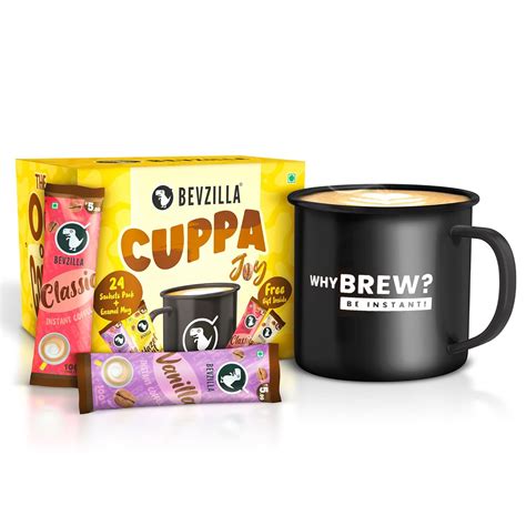 Bevzilla 24 Flavoured Coffee Sachets & Enamel Mug | Makes 24 Cups| 6 ...
