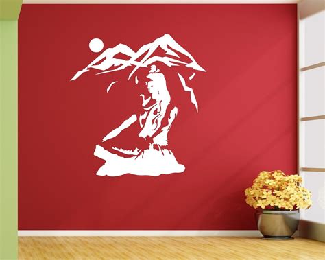 Lord Shiva Meditation White Wall Decal,Wall Sticker and Wallpaper Size ...