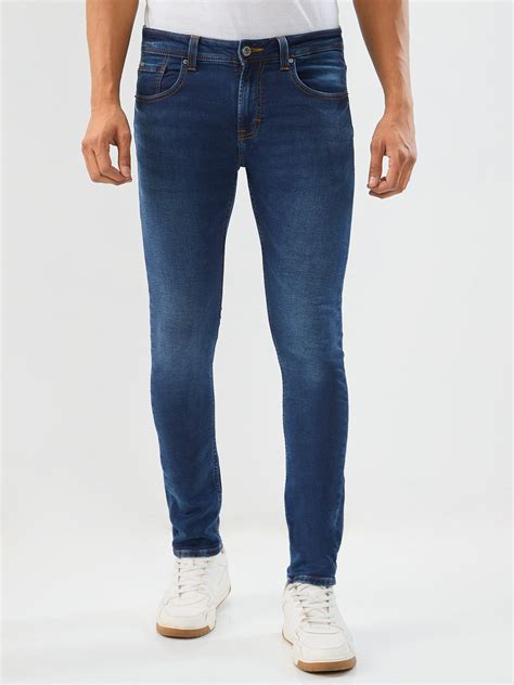 Men Dark Blue Slim Fit Low Rise Jeans