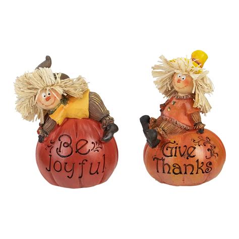 Northlight Scarecrow on a Pumpkin Thanksgiving Table Figures 2-piece Set