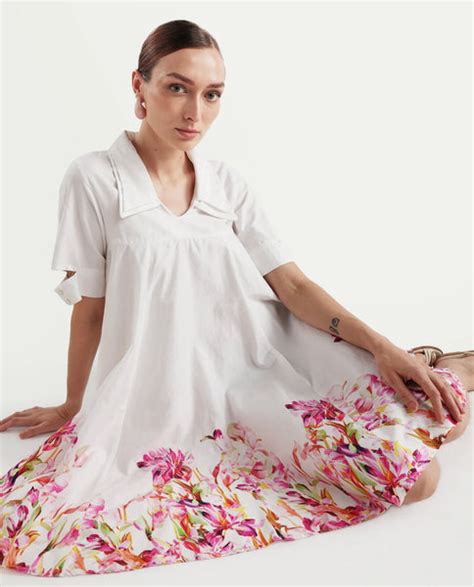 Rareism Women's Qura Multi Cotton Blend Johnny Collar Floral Print Cut