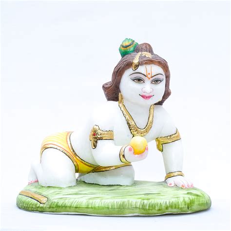 Marble Laddu Gopal Murti Minakari Handpainted Laddu Gopal Murti Green ...