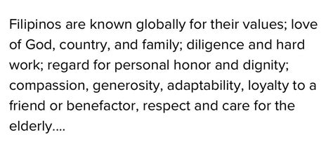 What is the importance of filipino values in business?Please answer ...