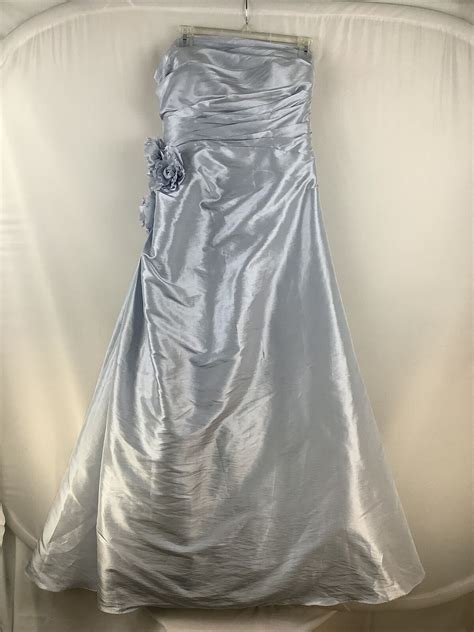 Bill Levkoff Women Silver Strapless Taffeta Gown Brid… - Gem