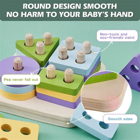 Buy Wooden Sorting Stacking Toys, Montessori Toys for Toddlers Learning ...