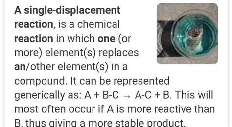 what is displacement reaction define in one line ? with reaction ...