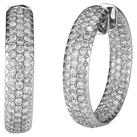Large Diamond-set White Gold Hoops For Sale at 1stDibs