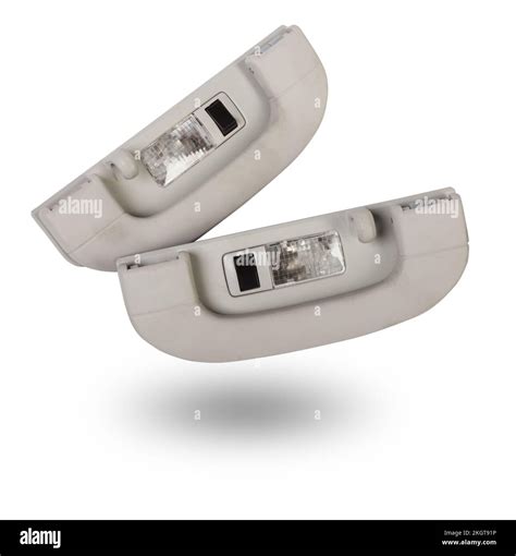Vehicle interior grab handle with lamps on white isolated background. Auto service industry ...
