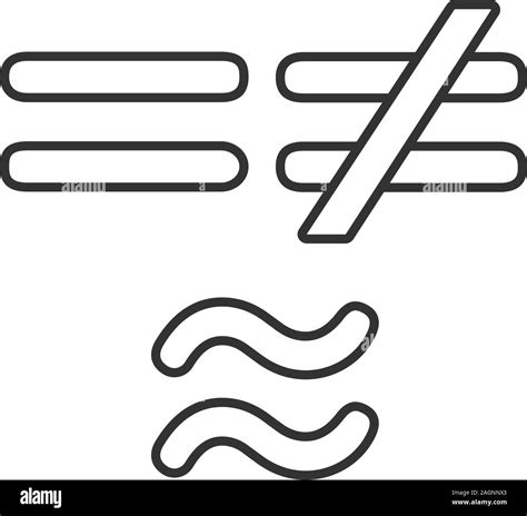 Math symbols linear icon. Thin line illustration. Equals, is not and ...