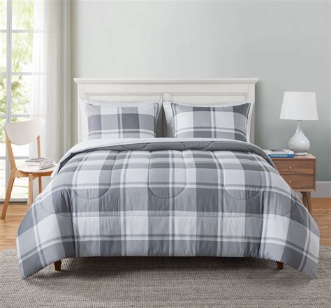 Mainstays Grey Plaid Bed-in-a-Bag - Comforter Set - Walmart.com