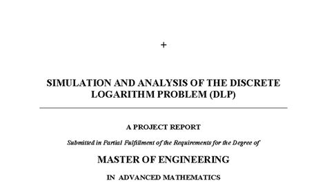 Simulation AND Analysis OF THE Discrete Logarithm Problem ...